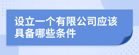 设立一个有限公司应该具备哪些条件