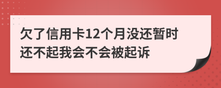 欠了信用卡12个月没还暂时还不起我会不会被起诉