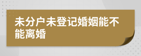 未分户未登记婚姻能不能离婚