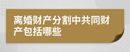 离婚财产分割中共同财产包括哪些