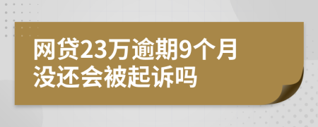 网贷23万逾期9个月没还会被起诉吗