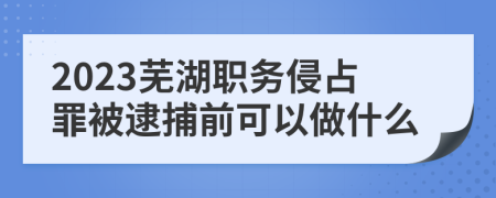 2023芜湖职务侵占罪被逮捕前可以做什么