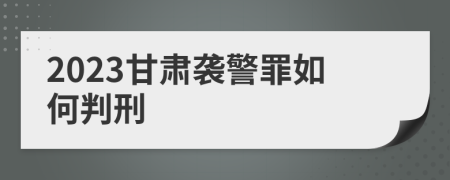 2023甘肃袭警罪如何判刑