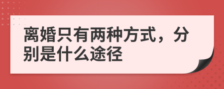 离婚只有两种方式，分别是什么途径