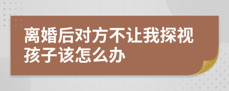 离婚后对方不让我探视孩子该怎么办