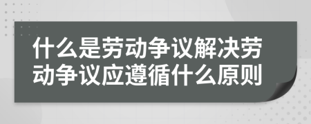 什么是劳动争议解决劳动争议应遵循什么原则