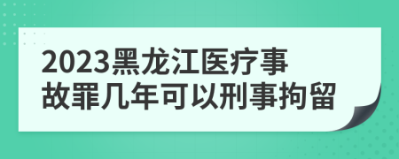 2023黑龙江医疗事故罪几年可以刑事拘留