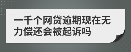 一千个网贷逾期现在无力偿还会被起诉吗