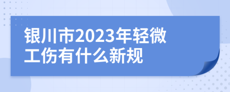 银川市2023年轻微工伤有什么新规