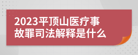 2023平顶山医疗事故罪司法解释是什么