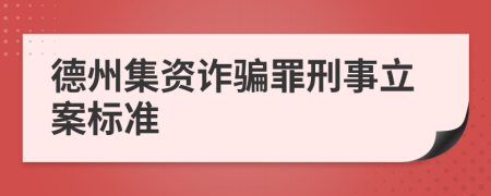 德州集资诈骗罪刑事立案标准