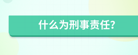 什么为刑事责任？