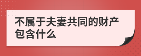 不属于夫妻共同的财产包含什么