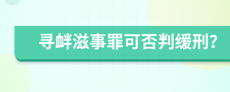 寻衅滋事罪可否判缓刑？