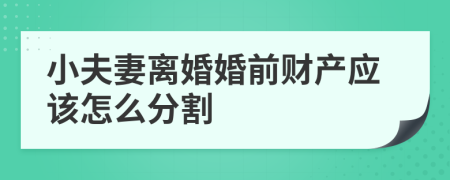 小夫妻离婚婚前财产应该怎么分割