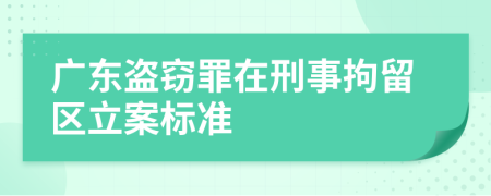 广东盗窃罪在刑事拘留区立案标准