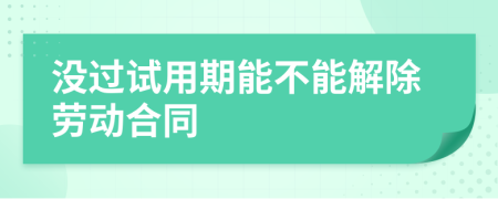 没过试用期能不能解除劳动合同