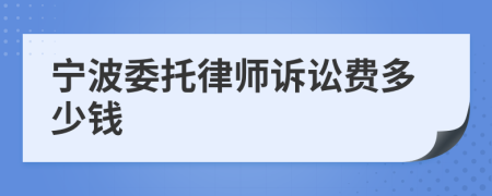 宁波委托律师诉讼费多少钱