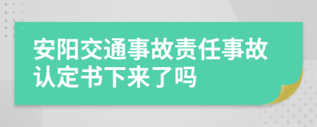 安阳交通事故责任事故认定书下来了吗