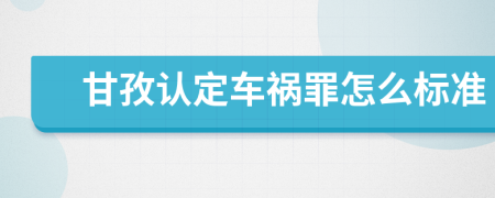 甘孜认定车祸罪怎么标准