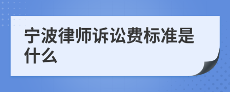 宁波律师诉讼费标准是什么