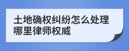 土地确权纠纷怎么处理哪里律师权威