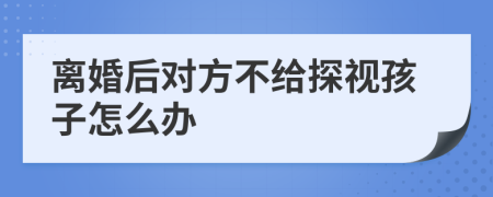 离婚后对方不给探视孩子怎么办