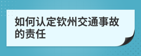 如何认定钦州交通事故的责任