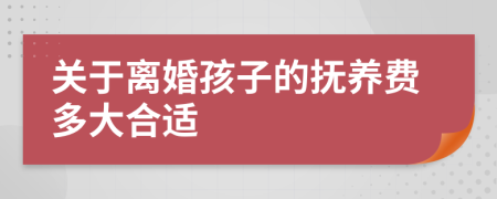 关于离婚孩子的抚养费多大合适