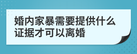 婚内家暴需要提供什么证据才可以离婚