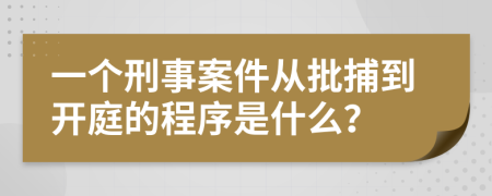 一个刑事案件从批捕到开庭的程序是什么？