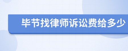 毕节找律师诉讼费给多少