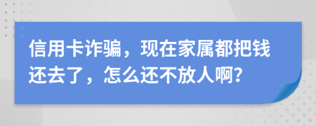 信用卡诈骗，现在家属都把钱还去了，怎么还不放人啊？