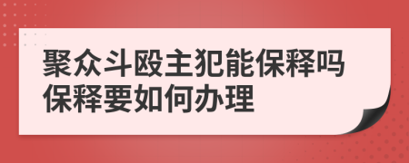 聚众斗殴主犯能保释吗保释要如何办理