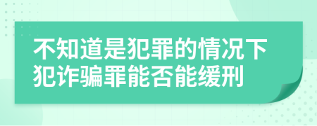 不知道是犯罪的情况下犯诈骗罪能否能缓刑