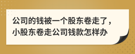 公司的钱被一个股东卷走了，小股东卷走公司钱款怎样办