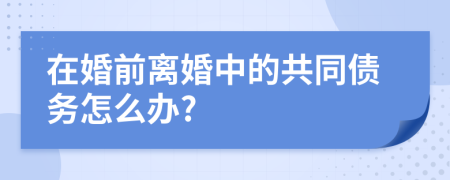 在婚前离婚中的共同债务怎么办?