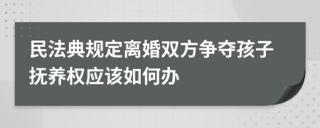 民法典规定离婚双方争夺孩子抚养权应该如何办