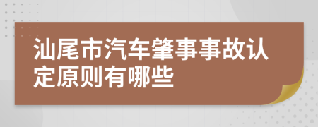汕尾市汽车肇事事故认定原则有哪些