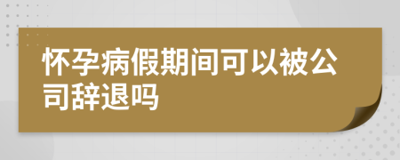 怀孕病假期间可以被公司辞退吗