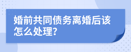 婚前共同债务离婚后该怎么处理？