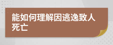 能如何理解因逃逸致人死亡