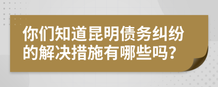 你们知道昆明债务纠纷的解决措施有哪些吗？