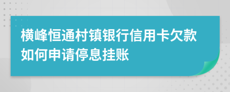 横峰恒通村镇银行信用卡欠款如何申请停息挂账