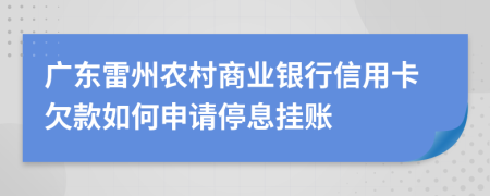 广东雷州农村商业银行信用卡欠款如何申请停息挂账