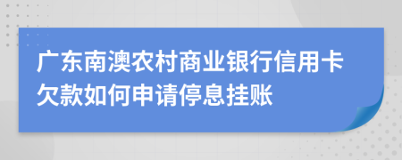 广东南澳农村商业银行信用卡欠款如何申请停息挂账