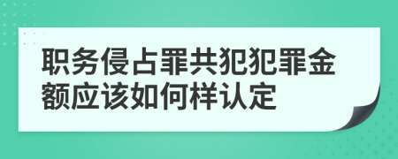 职务侵占罪共犯犯罪金额应该如何样认定