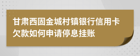 甘肃西固金城村镇银行信用卡欠款如何申请停息挂账