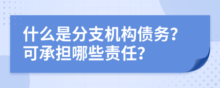 什么是分支机构债务？可承担哪些责任？