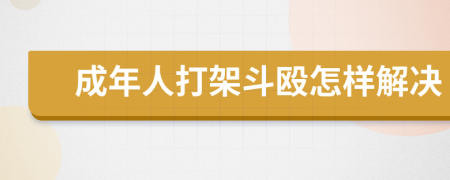 成年人打架斗殴怎样解决